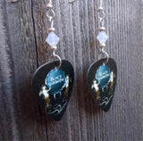 Black Sabbath Guitar Pick Earrings with Opal Swarovski Crystals