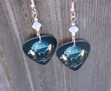 Black Sabbath Guitar Pick Earrings with Opal Swarovski Crystals