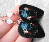 Black Sabbath Guitar Pick Earrings with Opal Swarovski Crystals