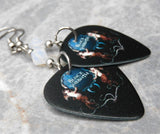 Black Sabbath Guitar Pick Earrings with Opal Swarovski Crystals
