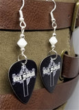 Black Sabbath Greatest Hits Guitar Pick Earrings with White Swarovski Crystals