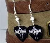 Black Sabbath Greatest Hits Guitar Pick Earrings with White Swarovski Crystals