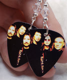 Black Sabbath Group Picture Guitar Pick Earrings with Clear Swarovski Crystals