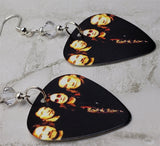 Black Sabbath Group Picture Guitar Pick Earrings with Clear Swarovski Crystals
