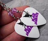 Black Sabbath Master of Reality Guitar Pick Earrings with Violet Swarovski Crystals