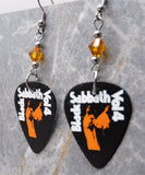 Black Sabbath Vol 4 Guitar Pick Earrings with Topaz Swarovski Crystals