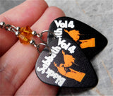 Black Sabbath Vol 4 Guitar Pick Earrings with Topaz Swarovski Crystals
