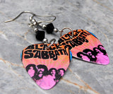 Black Sabbath Guitar Pick Earrings with Black Swarovski Crystals