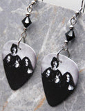Black Sabbath Guitar Pick Earrings with Black Swarovski Crystals