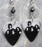 Black Sabbath Guitar Pick Earrings with Black Swarovski Crystals