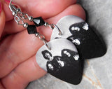 Black Sabbath Guitar Pick Earrings with Black Swarovski Crystals