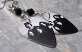 Black Sabbath Guitar Pick Earrings with Black Swarovski Crystals