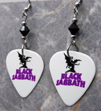 Black Sabbath Master of Reality Guitar Pick Earrings with Black Swarovski Crystals