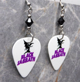 Black Sabbath Master of Reality Guitar Pick Earrings with Black Swarovski Crystals