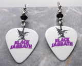 Black Sabbath Master of Reality Guitar Pick Earrings with Black Swarovski Crystals