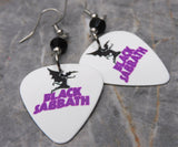 Black Sabbath Master of Reality Guitar Pick Earrings with Black Swarovski Crystals