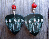 Black Veil Brides Group Photo Guitar Pick Earrings with Red Pave Beads