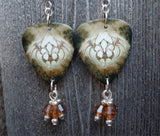 Black Veil Brides The Fallen Ones Guitar Pick Earrings with Brown Swarovski Crystal Dangles