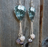 Black Veil Brides IV Guitar Pick Earrings with Pave Bead Dangles