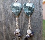 Black Veil Brides IV Guitar Pick Earrings with Pave Bead Dangles