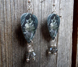 Black Veil Brides Heart of Fire Guitar Pick Earrings with Gray Swarovski Crystals