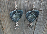 Black Veil Brides Heart of Fire Guitar Pick Earrings with Gray Swarovski Crystals
