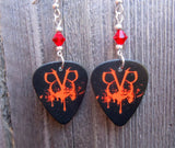 Black Veil Brides Red BVB Guitar Pick Earrings with Red Swarovski Crystals