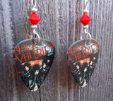 Black Veil Brides Guitar Pick Earrings with Red Swarovski Crystals