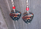 Black Veil Brides Guitar Pick Earrings with Red Swarovski Crystals