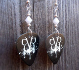 Black Veil Brides Black "BVB" Guitar Pick Earrings with White Swarovski Crystals