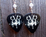 Black Veil Brides Black "BVB" Guitar Pick Earrings with White Swarovski Crystals