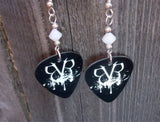 Black Veil Brides Black "BVB" Guitar Pick Earrings with White Swarovski Crystals