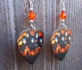 Black Veil Brides Group Picture Guitar Pick Earrings with Orange Swarovski Crystals