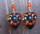 Black Veil Brides Group Picture Guitar Pick Earrings with Orange Swarovski Crystals