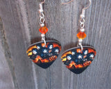 Black Veil Brides Group Picture Guitar Pick Earrings with Orange Swarovski Crystals