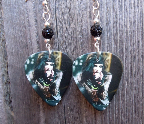 Black Veil Brides Andy Biersack Guitar Pick Earrings with Black Pave Beads