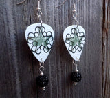 Black Veil Brides Pentacharm Guitar Pick Earrings with Black Pave Bead Dangles