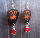 Black Veil Brides Guitar Pick Earrings with Red Swarovski Crystal Dangles
