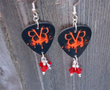 Black Veil Brides Guitar Pick Earrings with Red Swarovski Crystal Dangles