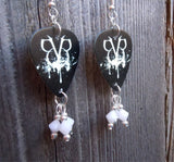 Black Veil Brides "BVB" Black Guitar Pick Earrings with White Swarovski Crystal Dangles