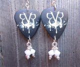 Black Veil Brides "BVB" Black Guitar Pick Earrings with White Swarovski Crystal Dangles