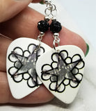 Black Veil Brides Pentacharm Logo Guitar Pick Earrings with Black Pave Beads