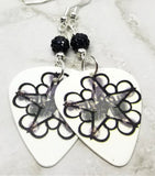 Black Veil Brides Pentacharm Logo Guitar Pick Earrings with Black Pave Beads