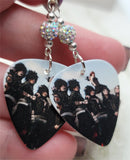 Black Veil Brides Group Picture Guitar Pick Earrings with White AB Pave Beads