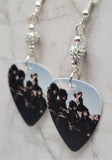 Black Veil Brides Group Picture Guitar Pick Earrings with White AB Pave Beads