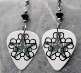 Black Veil Brides BVB Pentacharm Logo Guitar Pick Earrings with Black Swarovski Crystals