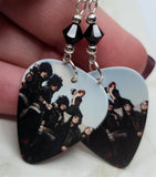 Black Veil Brides Group Picture Guitar Pick Earrings with Black Swarovski Crystals