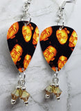 Blind Melon Guitar Pick Earrings with Metallic Sunshine Swarovski Crystal Dangles