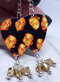 Blind Melon Guitar Pick Earrings with Metallic Sunshine Swarovski Crystal Dangles
