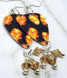 Blind Melon Guitar Pick Earrings with Metallic Sunshine Swarovski Crystal Dangles